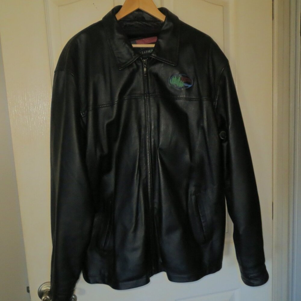 Men's USA Leather Forest River Leather Coat with Removable Liner, Black, XL